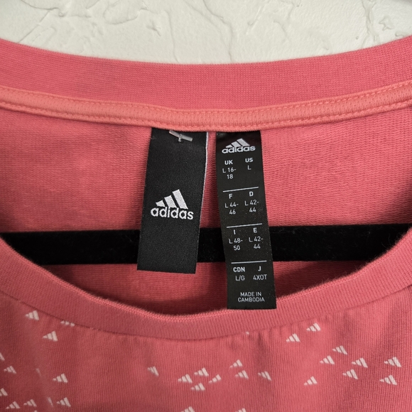 Adidas Pink White Loose Pullover Sweatshirt, L - Picture 8 of 10